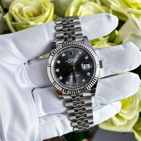 rolex datejust whiteon grey|rolex datejust white gold price.